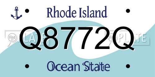 Q8772Q Rhode Island License Plate