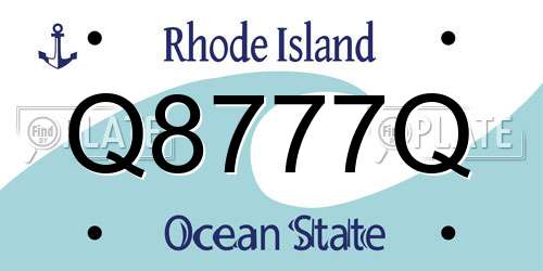 Q8777Q Rhode Island License Plate