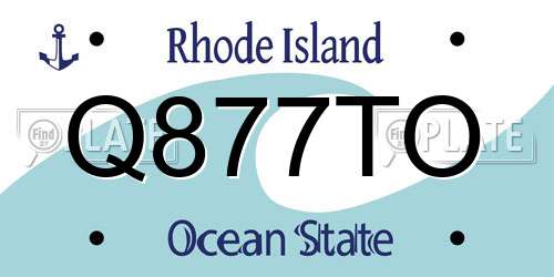 Q877TO Rhode Island License Plate