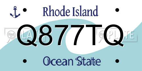 Q877TQ Rhode Island License Plate