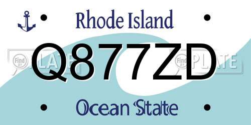 Q877ZD Rhode Island License Plate
