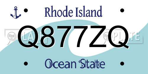 Q877ZQ Rhode Island License Plate