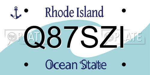Q87SZI Rhode Island License Plate