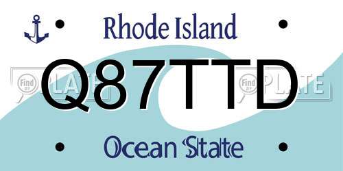 Q87TTD Rhode Island License Plate