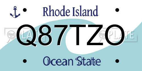 Q87TZO Rhode Island License Plate