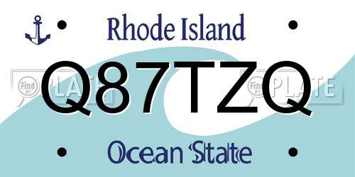 Q87TZQ Rhode Island License Plate