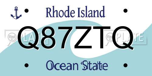 Q87ZTQ Rhode Island License Plate