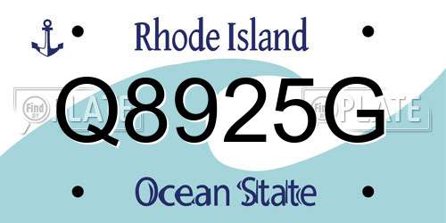 Q8925G Rhode Island License Plate