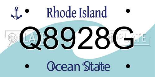 Q8928G Rhode Island License Plate