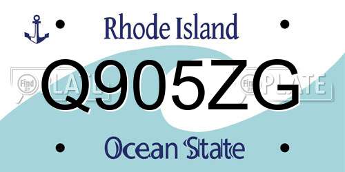 Q905ZG Rhode Island License Plate