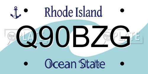 Q90BZG Rhode Island License Plate