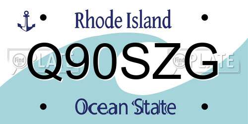 Q90SZG Rhode Island License Plate