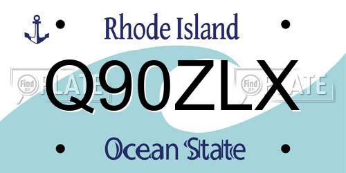 Q90ZLX Rhode Island License Plate