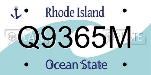 Q9365M Rhode Island License Plate