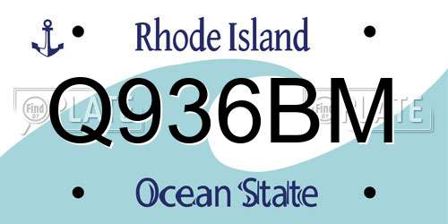 Q936BM Rhode Island License Plate