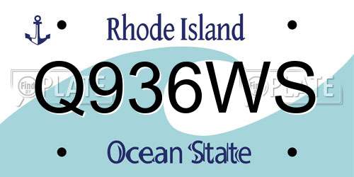Q936WS Rhode Island License Plate