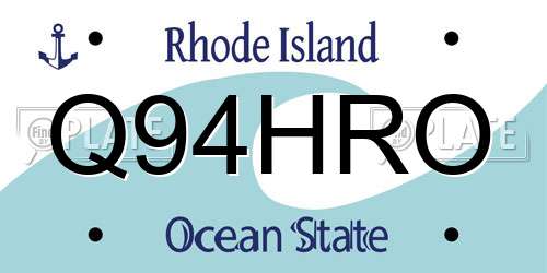 Q94HRO Rhode Island License Plate