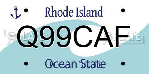Q99CAF Rhode Island License Plate
