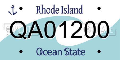 QA01200 Rhode Island License Plate