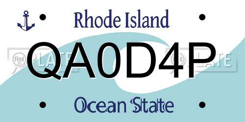 QA0D4P Rhode Island License Plate