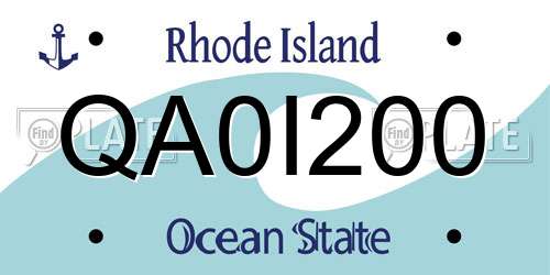 QA0I200 Rhode Island License Plate