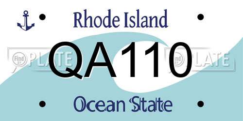 QA110 Rhode Island License Plate