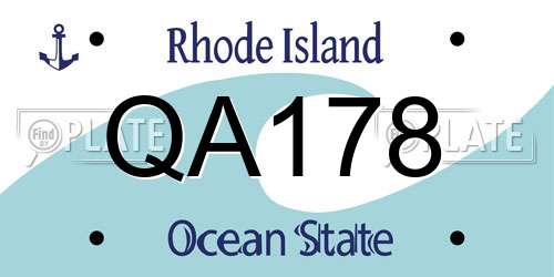 QA178 Rhode Island License Plate