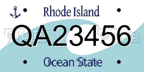 QA23456 Rhode Island License Plate