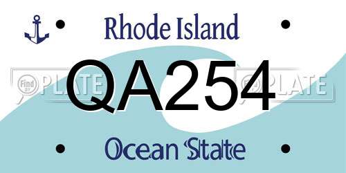 QA254 Rhode Island License Plate