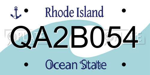 QA2B054 Rhode Island License Plate