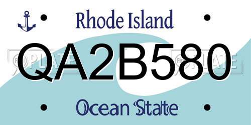 QA2B580 Rhode Island License Plate