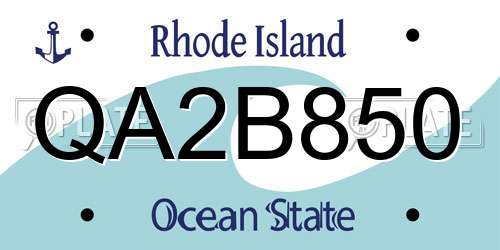 QA2B850 Rhode Island License Plate