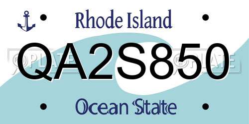QA2S850 Rhode Island License Plate