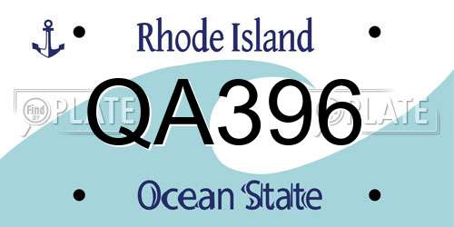 QA396 Rhode Island License Plate