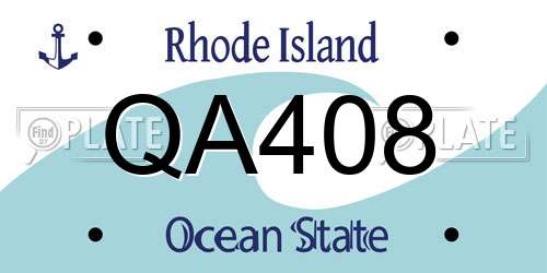 QA408 Rhode Island License Plate