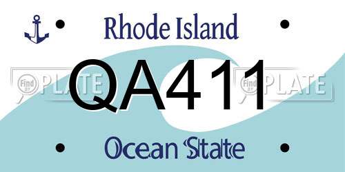 QA411 Rhode Island License Plate