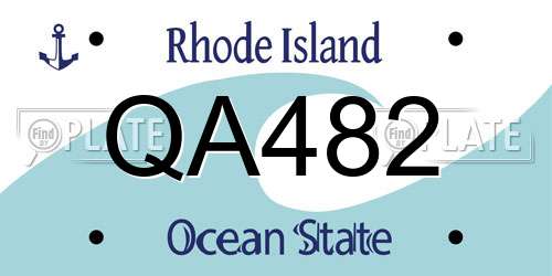QA482 Rhode Island License Plate