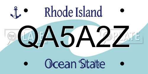 QA5A2Z Rhode Island License Plate