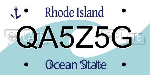 QA5Z5G Rhode Island License Plate