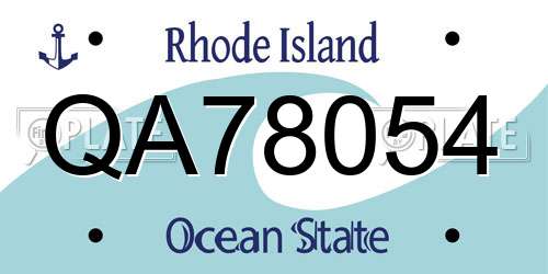QA78054 Rhode Island License Plate