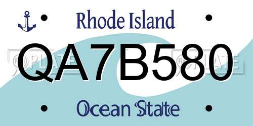 QA7B580 Rhode Island License Plate