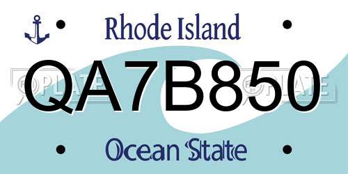 QA7B850 Rhode Island License Plate