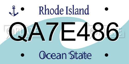 QA7E486 Rhode Island License Plate