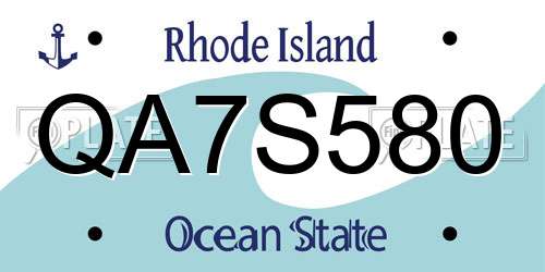 QA7S580 Rhode Island License Plate