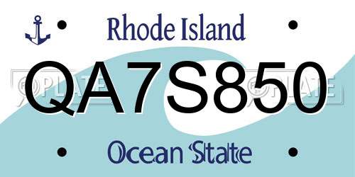 QA7S850 Rhode Island License Plate