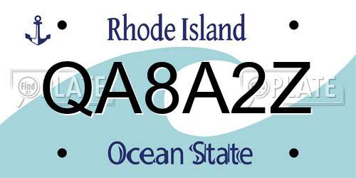 QA8A2Z Rhode Island License Plate