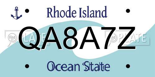 QA8A7Z Rhode Island License Plate