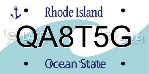 QA8T5G Rhode Island License Plate