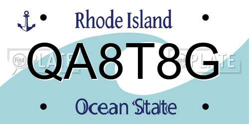 QA8T8G Rhode Island License Plate