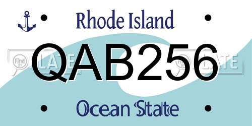 QAB256 Rhode Island License Plate